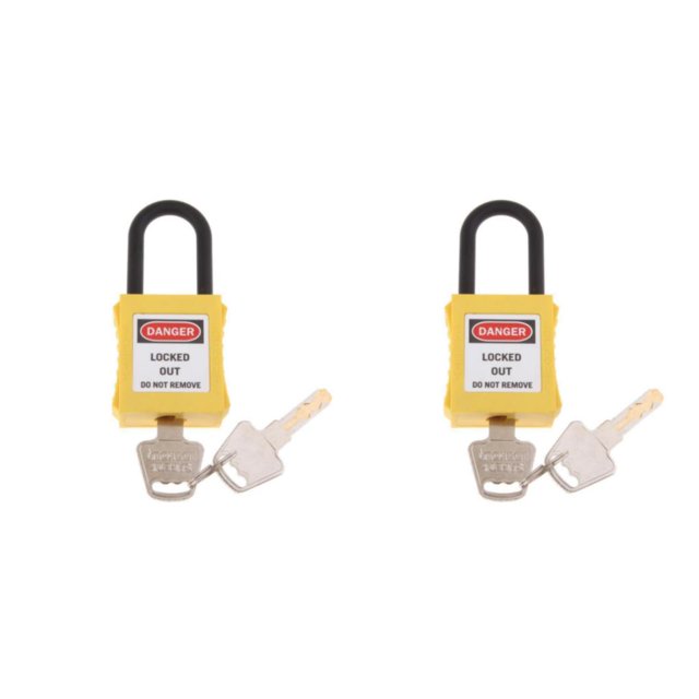 mmirethe Durable 38 mm PVC Curved Safety Lockout Padlock Ensuring Security Yellow 90x40x19 mm 2Set