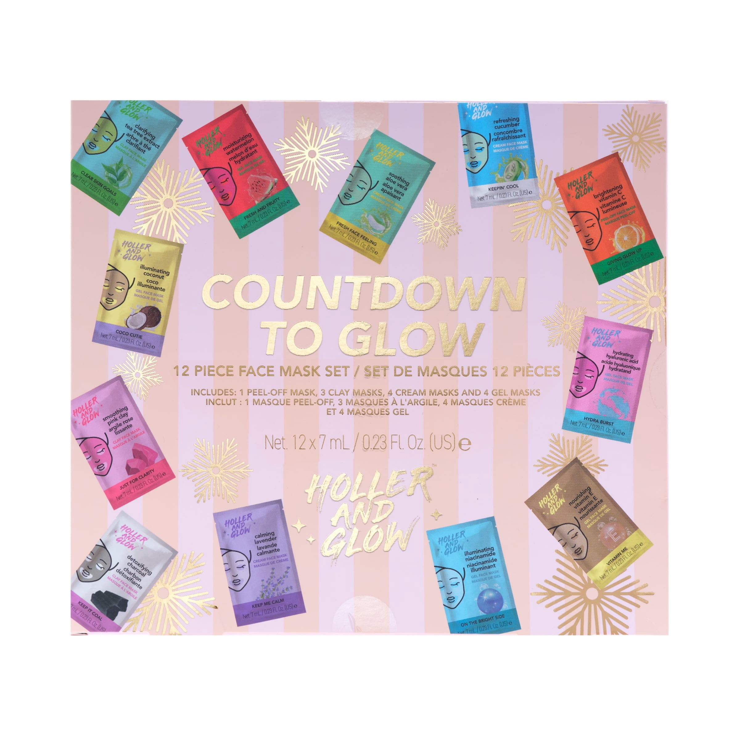 Holler and Glow Limited Edition Countdown to Glow Clay Mask Set, 12 Piece Gift Set