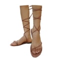 thumbnail image 3 of EliteGoogv Womens Lace Up Gladiator Sandals Grecian Style Flat Sandals Strappy Open Toe Sandals Breathable Casual Walking Shoes For Women Summer Beach Footwear Brown US :4.5, 3 of 9