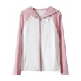thumbnail image 2 of MKOSPLRT Kid's Zip Up Hooded Sun Shirt Long Sleeve Color Block Ice Silk Jackets Casual SPF UV Protection Raglan Jackets with Pocket 4-16Y, 2 of 5
