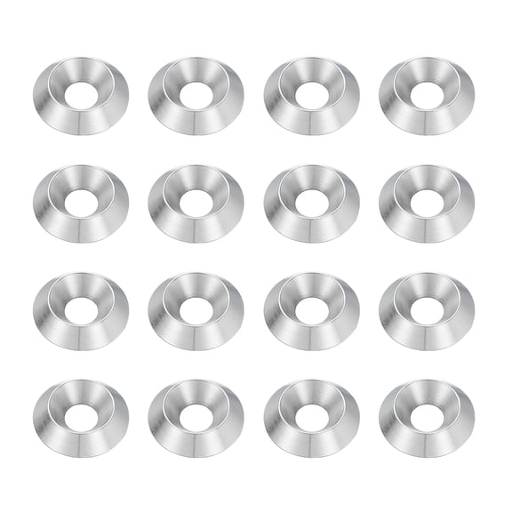 Uxcell 16 Pcs M5 Cone Cup Countersunk Washer, 3.5x16mm 304 Stainless Steel Counterbore Head Washers Gaskets Shim for Mechanical Accessories Parts, Silver
