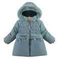 thumbnail image 2 of Hicidod Girls Winter Jacket Thickened Hooded Fashion Kids Down Coats Long Sleeve Zipper Comfortable Warm Coat Cotton Jackets, 2 of 7