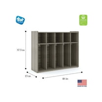 Tot Mate 37.5" H 5-Section Wood Kids Wall Locker in Gray