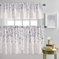 thumbnail image 4 of Farm Lavender Gray Flower on Beige Curtain Tier and Valance Set 3 Piece, Spring Cherry Blossoms 3-inch Rod Pocket Window Tier Curtains Valance for Kitchen Living Room, 4 of 9