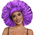 thumbnail image 2 of ORUYROP Bonnet en Satin Bonnet en Soie avec Bande Élastique à Nouer Bretelles Ajustables Bonnet pour Cheveux Taille Jumbo pour Dormir Bonnet en Satin Extensible, 2 of 7