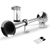 12V 150DB Super Loud Train Horn Kit, Complete Kit with Air Compressor for Trucks, Cars and Bikes (Chrome)
