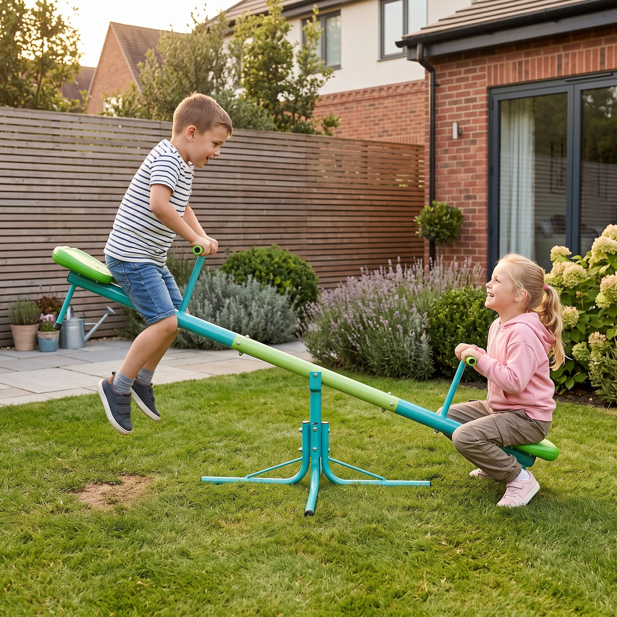 Swiveling 360 Degrees Toddlers Sit and Spin Teeter Totter, Kids Outdoor Play Equipment for Backyard Playground