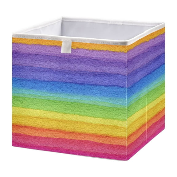 Foldable Fabric Storage Bin Home Cubes Clothing Organizer Bins Large Collapsible Box Basket for Home Organizer Watercolor Rainbow Colors