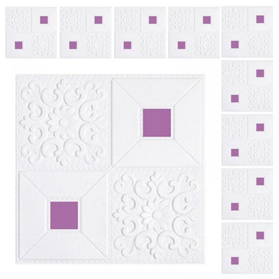 10PCS Stereo 3D Wall Foam Panel Roof Self-adhesive Wallpaper Home Decor Living Room Decor 35*35CM