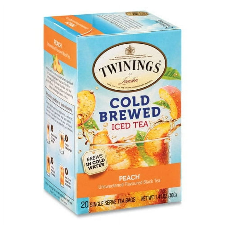Cold Brew Iced Tea Bags, Peach, 0.07 oz Tea Bag, 20/Box Cold Brew Iced Tea Bags, Peach, 0.07 oz Tea Bag, 20/Box