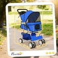 thumbnail image 3 of Poussette pour Animaux Chat Chien Roues Voyage Fermeture Éclair Entrée Chariot Pliable Bleu, 3 of 9