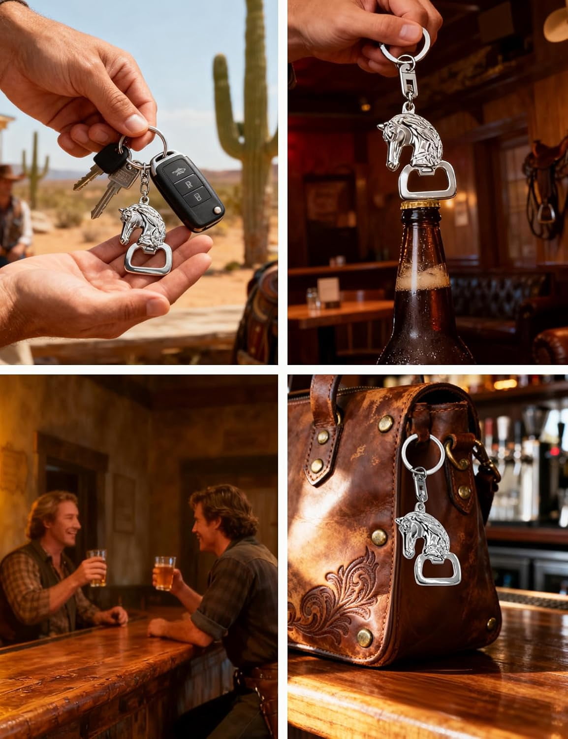 MKEUDQ-Western Keychain Bottle Opener Cowboy Horse Bottle Opener Keychain Tool Vintage Key Ring for Western Accessories