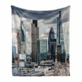thumbnail image 1 of Urban Soft Flannel Fleece Blanket, London England Skyline Buildings and Skyscrapers and Cloudy Sky Modern Capital City, Cozy Plush for Indoor and Outdoor Use, 70" x 90", Multicolor, by Ambesonne, 1 of 6