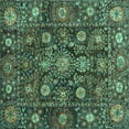 thumbnail image 1 of Ahgly Company Indoor Square Oriental Turquoise Blue Traditional Area Rugs, 5' Square, 1 of 4