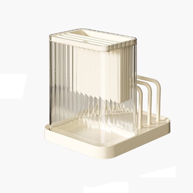 Kitchen Knife Rack Storage Block with Drain Tray, Plastic Countertop Knife Holder for Multiple Knives