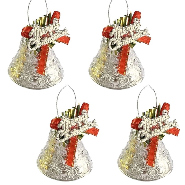 Paquete de mini lazos navideños con cascabeles para árbol de Navidad, suministros de decoración para fiestas, decoración del hogar, accesorios para colgar árboles de Navidad (plata)