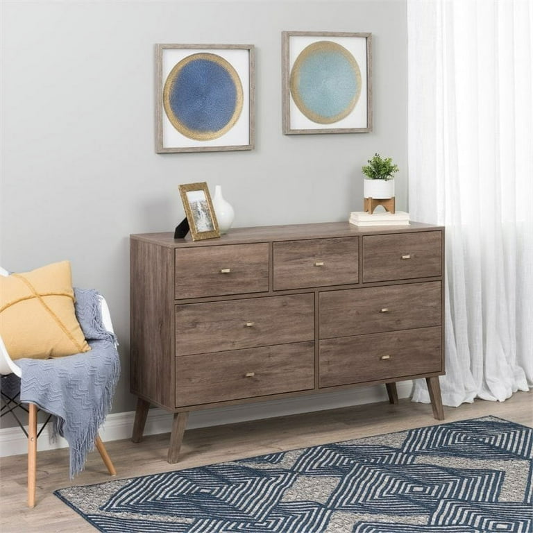 Home Square 3 Piece Set with 2 Nightstands with Cubby and 7 Drawer Dresser