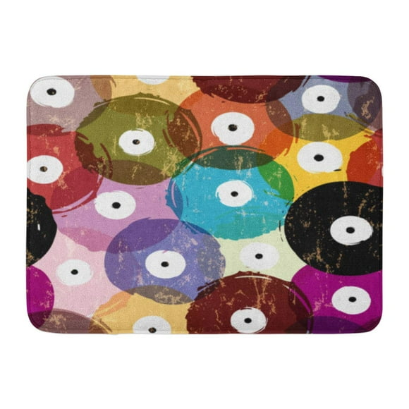 YUSDECOR Modern Vintage Vinyl Records Pattern Graffiti Abstract Rug Doormat Bath Mat 23.6x15.7 inch