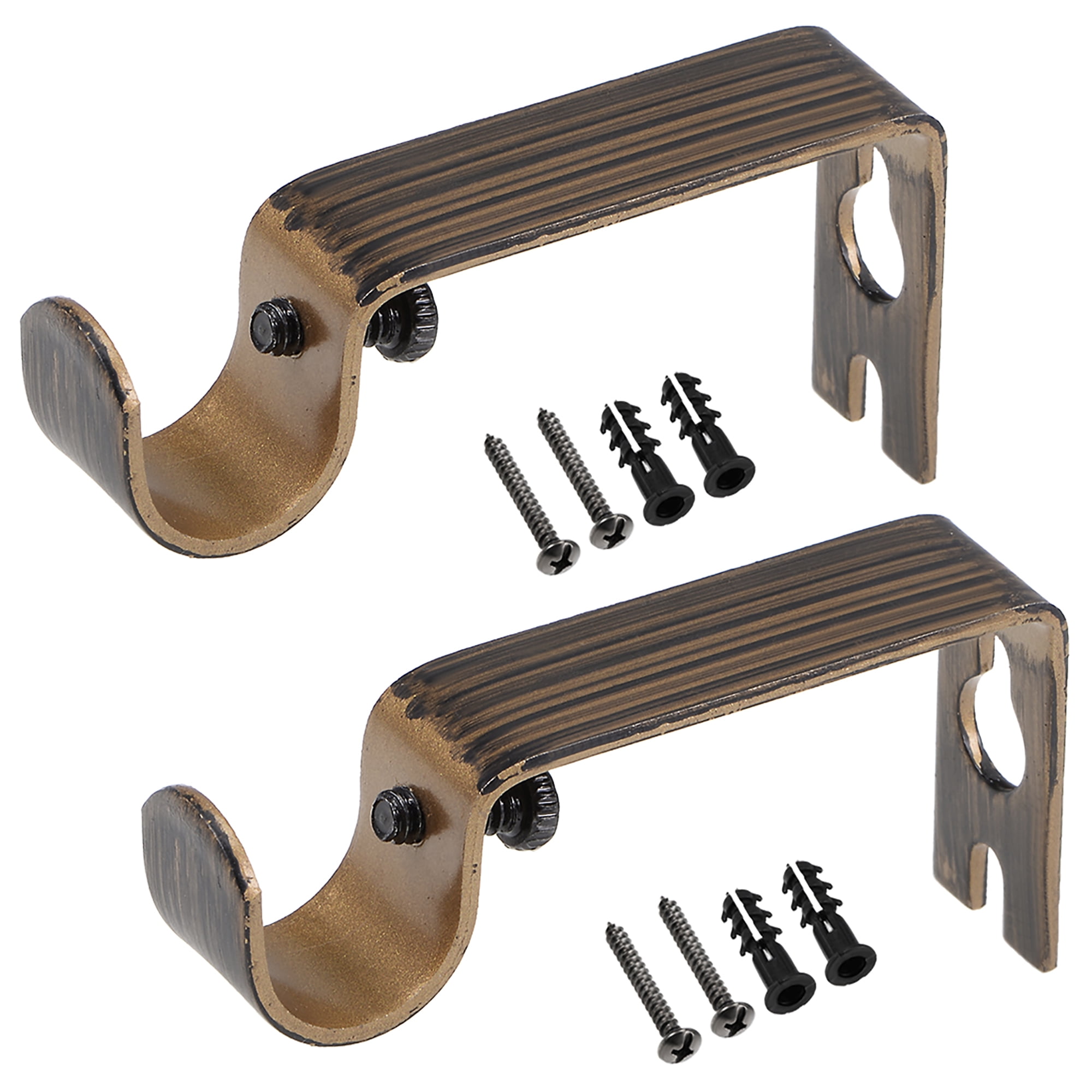 Unique Bargains Curtain Rod Bracket Iron Single Holder Support for 0.63' Drapery Rod 2.87' x 1.42' x 0.63' Bronze 6pcs
