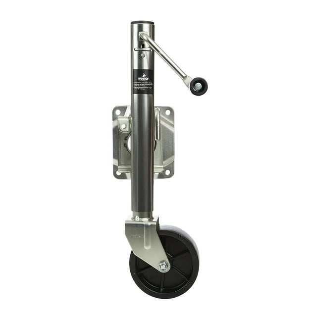 Husky Towing Trailer Tongue Jack 30655 Manual A-Frame Round Side Wind; Swivel Style; 1000 Pound Capacity; 10 Inch Travel; 25 Inch Total Lift