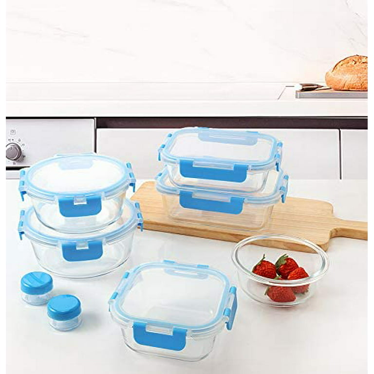 24-Piece Glass Food Storage Containers with Snap Locking Lids, Glass Meal  Prep Containers Set - Airtight Lunch Containers, Dishwasher and Freezer  Safe 