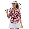 thumbnail image 2 of HUIACONG Pink Leopard Print Quick Dry Golf Shirt Women Quarter Zip Polyester Spandex Fabric with Soft Women's Golf Top for Womens, 2 of 10