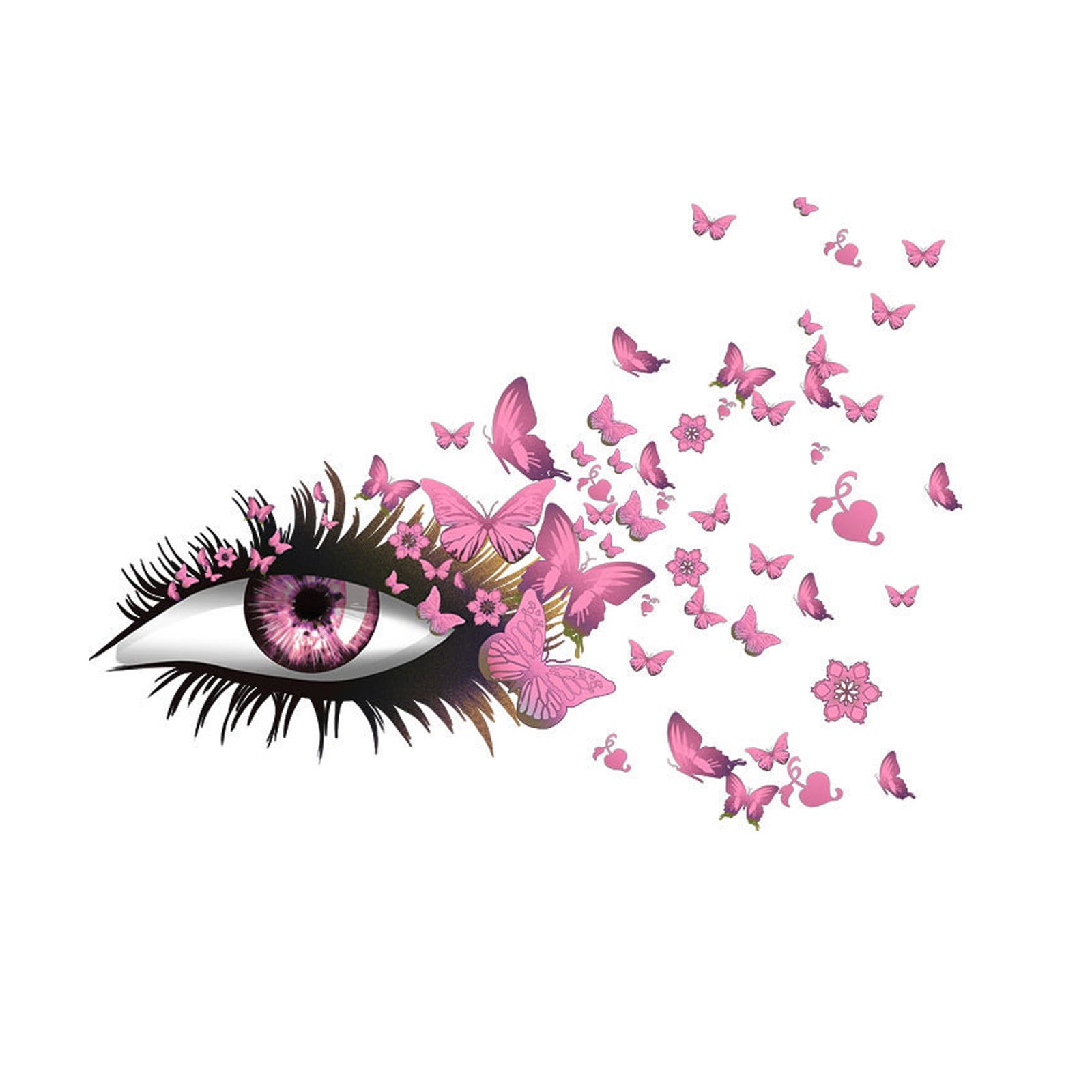 Beautiful Butterflies Wall Art Long Eyelashes Eye Vinyl Sticker for