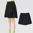 thumbnail image 4 of Girls' Quick Dry Elastic Waist Shorts, Casual Loose Wide Leg Running Shorts for Summer Black 120, 4 of 6