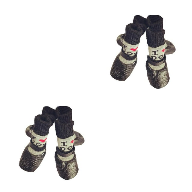 Greeniant 4 Piezas Zapatos para Mascotas Botas de Nieve y Lluvia Amor Negro METRO 2piezas