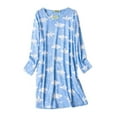 thumbnail image 2 of YMNXA Women's Nightdress Long Sleeves Cartoon Print Round Neck Comfortable Soft Sleepwear For Autumn Winter Daily Wear Dark Blue M, 2 of 4