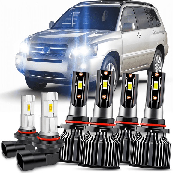 Fit Toyota Highlander 2004 2005 2006 2007 LED Headlight High/Low Beam   Fog Light Bulbs