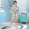 thumbnail image 5 of FORMRS Niños Bathrobe Unisex Hooded Robe Soft Plush Pajamas Sleepwear, Size 4-6T, Blue Doodle Pattern, 5 of 7