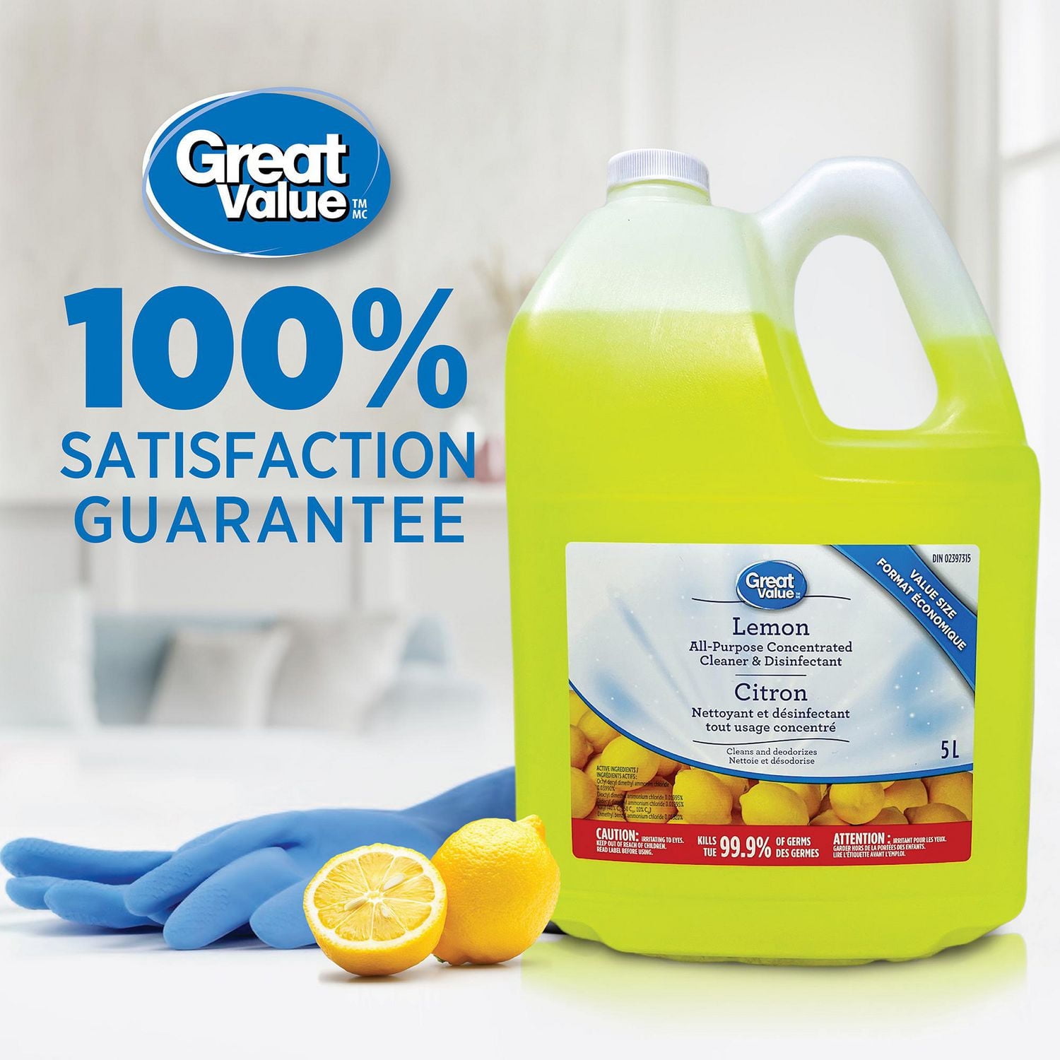 Great Value Lemon All-Purpose Concentrated Cleaner and Disinfectant, 5 L