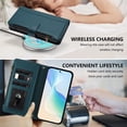 thumbnail image 4 of For Samsung Galaxy A37 5G Wallet Phone Case-PU Leather Magnetic Flip Cover with 9 Credit Card Slots,Zipper Pocket & Detachable Wrist Strap,Shockproof,Dark Green,For Galaxy A37 5G, 4 of 8