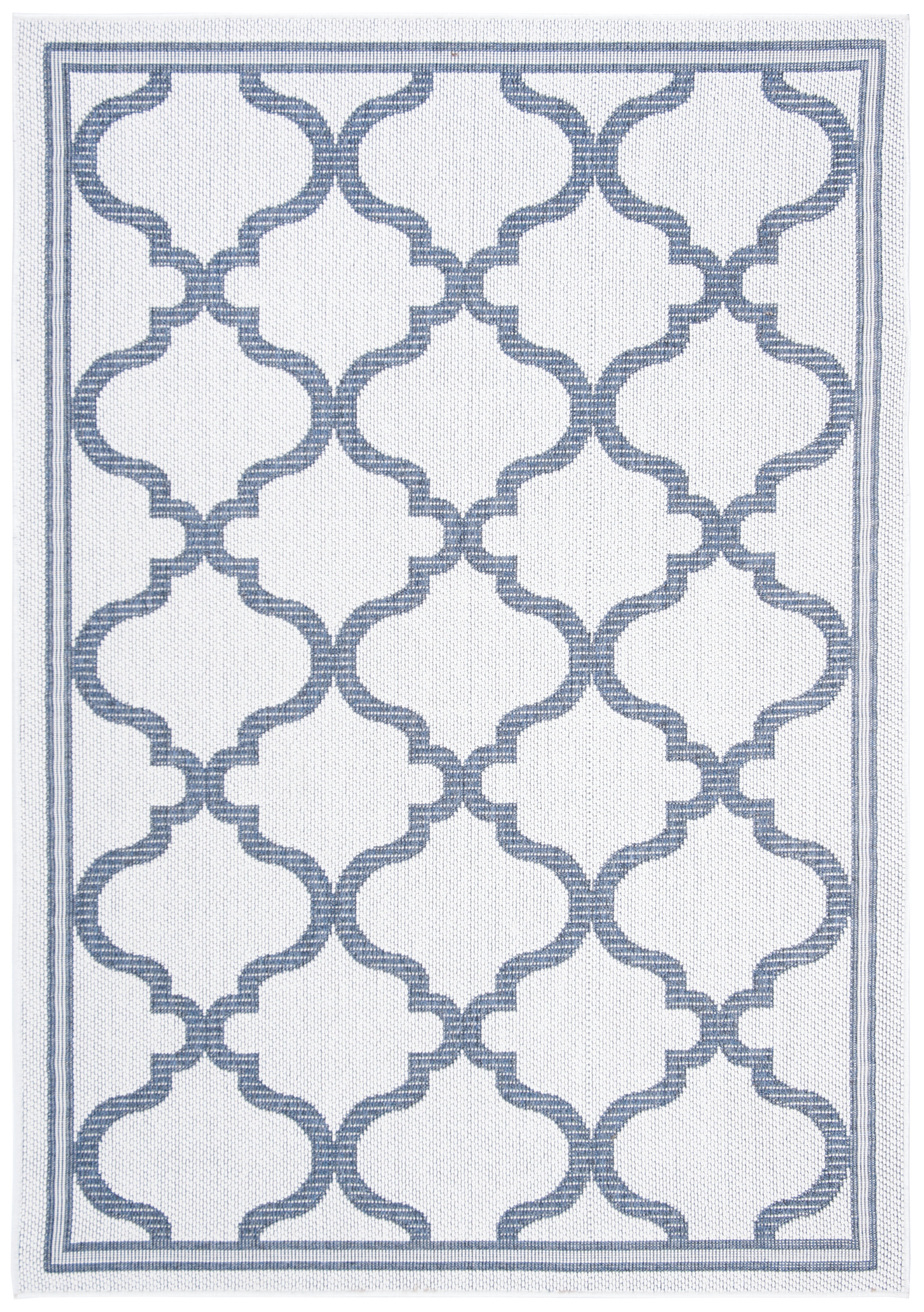 SAFAVIEH Machine Washable Rug Indoor/Outdoor Bermuda Collection - Bermuda Corie Geometric Quatrefoil Indoor/Outdoor Area Rug Ivory/Charcoal, 5'3" x 7'6"