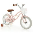 thumbnail image 1 of Costway 14" Kid's Bike with Removable Training Wheels & Basket for 3-5 Years Old Pink, 1 of 8