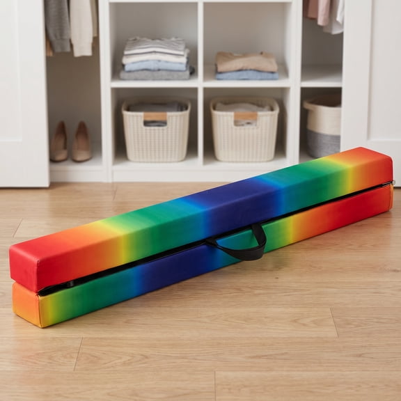 Kadyn 7Ft Folding Portable Floor Balance Beam with Handles for Gymnastics Practice, Floor Balance Beam for Professional and Family Use, Muticolor