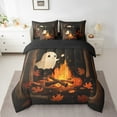 thumbnail image 2 of Manfei Pumpkin Ghost 7 Pieces Bedding Comforter Set,Festival Halloween Full Bedding Set Lightweight,Autumn Fall Fitted Sheet Flat Sheet,Microfiber Child Bedroom Decor,Reversible, 2 of 8