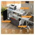 thumbnail image 4 of Lateral File Cabinet with Lock, Filing Cabinet for Legal/Letter/A4 Size Files, 40” Printer Stand with Open Storage Shelves for Home Office, Mobile File Cabinets on Wheels, 4 of 8