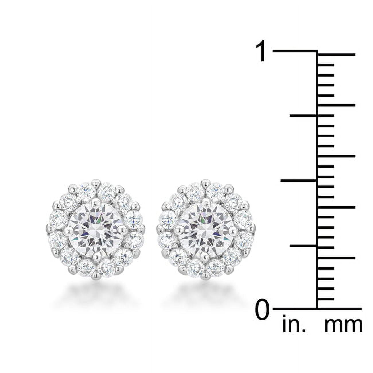 Precious Stars Silvertone Clear Cubic Zirconia Halo Stud Earrings