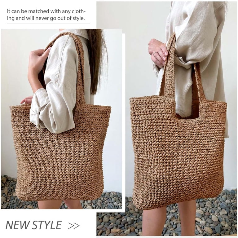 Gocvo Straw Beach Tote Bag, Boho Style Summer photo 5