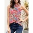 thumbnail image 3 of HOTAPEI Womens Tank Top Casual Sleeveless Shirts Halter Neck Floral Print Tank Tops Summer Blouse, 3 of 5