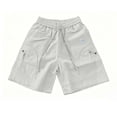 thumbnail image 4 of Men's Quick Dry 7-Inch Beach Shorts, Elastic Waist Drawstring Solid Color Swim Trunks with Zipper Pockets, Lightweight Breathable Summer Thin Shorts for Men White, 4 of 5