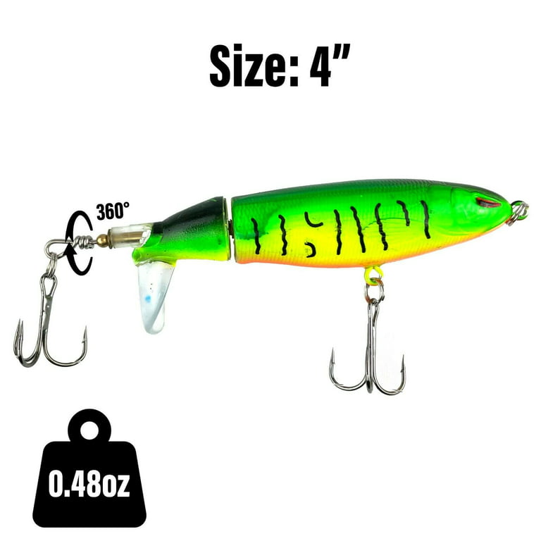 UFISH Whopper Plopper Topwater Bass Fishing Lure, 360 Rotating Tail Pike  Bait 