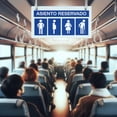 thumbnail image 3 of Señal: "Asiento reservado para mujeres embarazadas, con bebés, personas con discapacidad y adultos mayores" azul y blanco. Plástico estireno cal 40, interiores, 12.5 x 25 cm. Cartel, Letrero cuadrado., 3 of 5