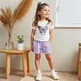 thumbnail image 5 of ZOYOEN Toddler Girls Outfit Sets- Cute Tees and Shorts Casual Cotton Short Sleeve Kids Summer Clothes Purple Size 5 T, 5 of 7
