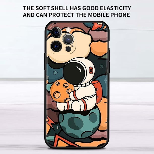 Funda bonita de astronauta estrella para Apple iPhone 11 13 12 14 Pro 7 XR X XS Max 8 6 6S Plus 5 5S SE 2020 13Pro, funda negra para teléfono, Capa 14 Tan Jianjun unisex