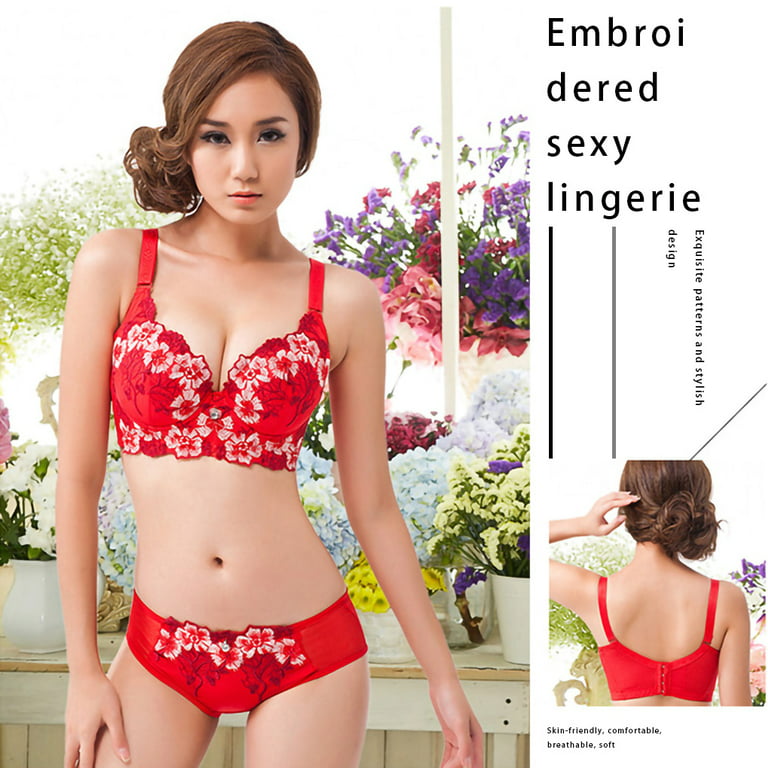 Sexy Women Push Up Bra Panty Set Bra Set Floral Embroidery Thick Padded  Underwear For Women Female Lingerie And Briefs From Finegarment, $22.09