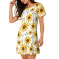 thumbnail image 2 of Fotbe Sunflowers Bata de Dormir para Mujer con Estampado, Camisón de Algodón de Manga Corta, Ropa de Dormir Casual, 2 of 6