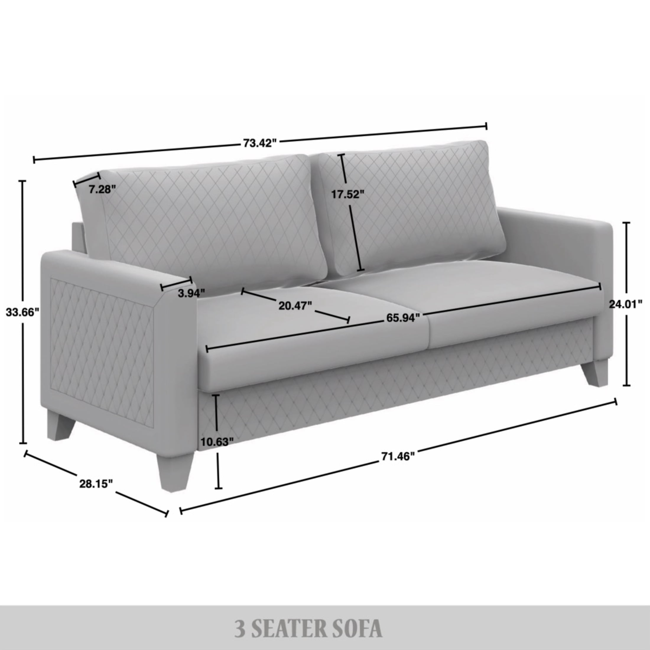 Castle Place Modern Luxe Velevet Diamond Tufted Upholstered Sofa, Light Blue